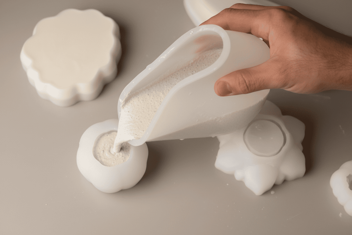 Application of the mixture into the molds