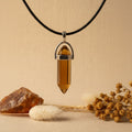 Colar Cristal Âmbar Dourado