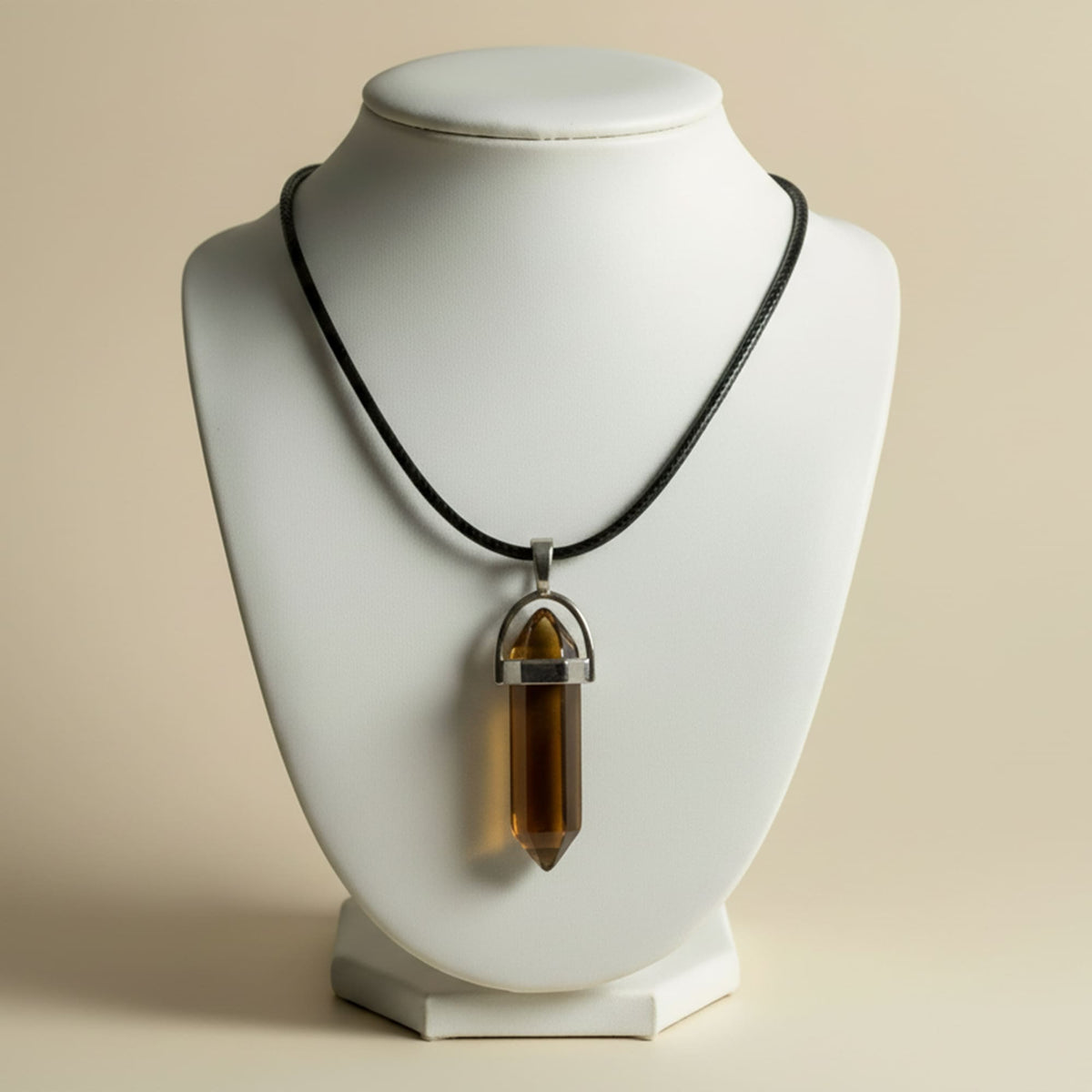 Colar Cristal Âmbar Dourado