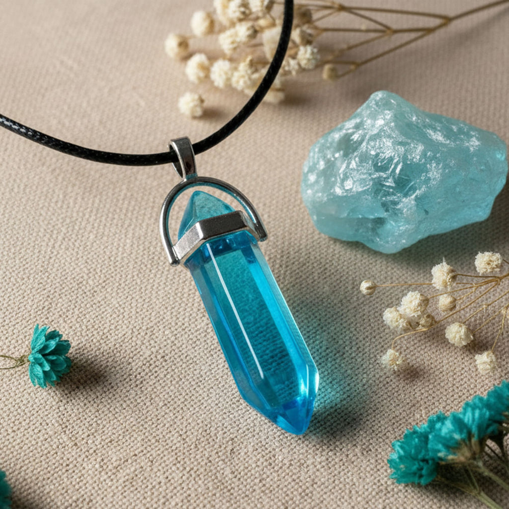 Colar Cristal Aqua Blue