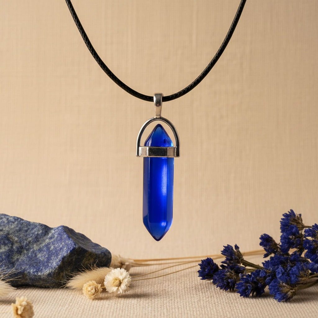 Colar Cristal Azul Safira