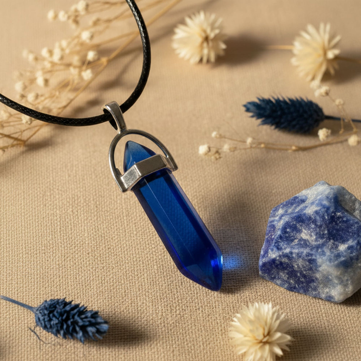 Colar Cristal Azul Safira