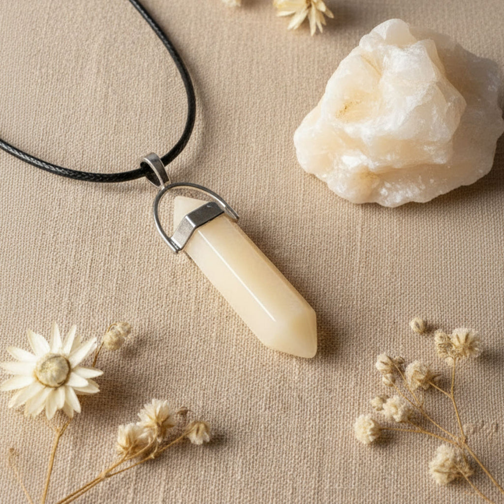 Colar Cristal Calcite Creme Marfim