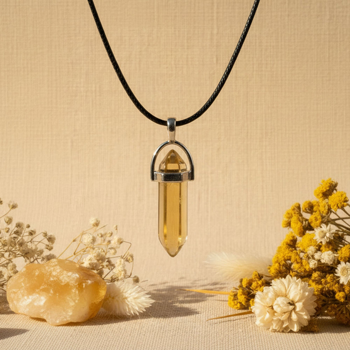 Colar Cristal Citrino Dourado