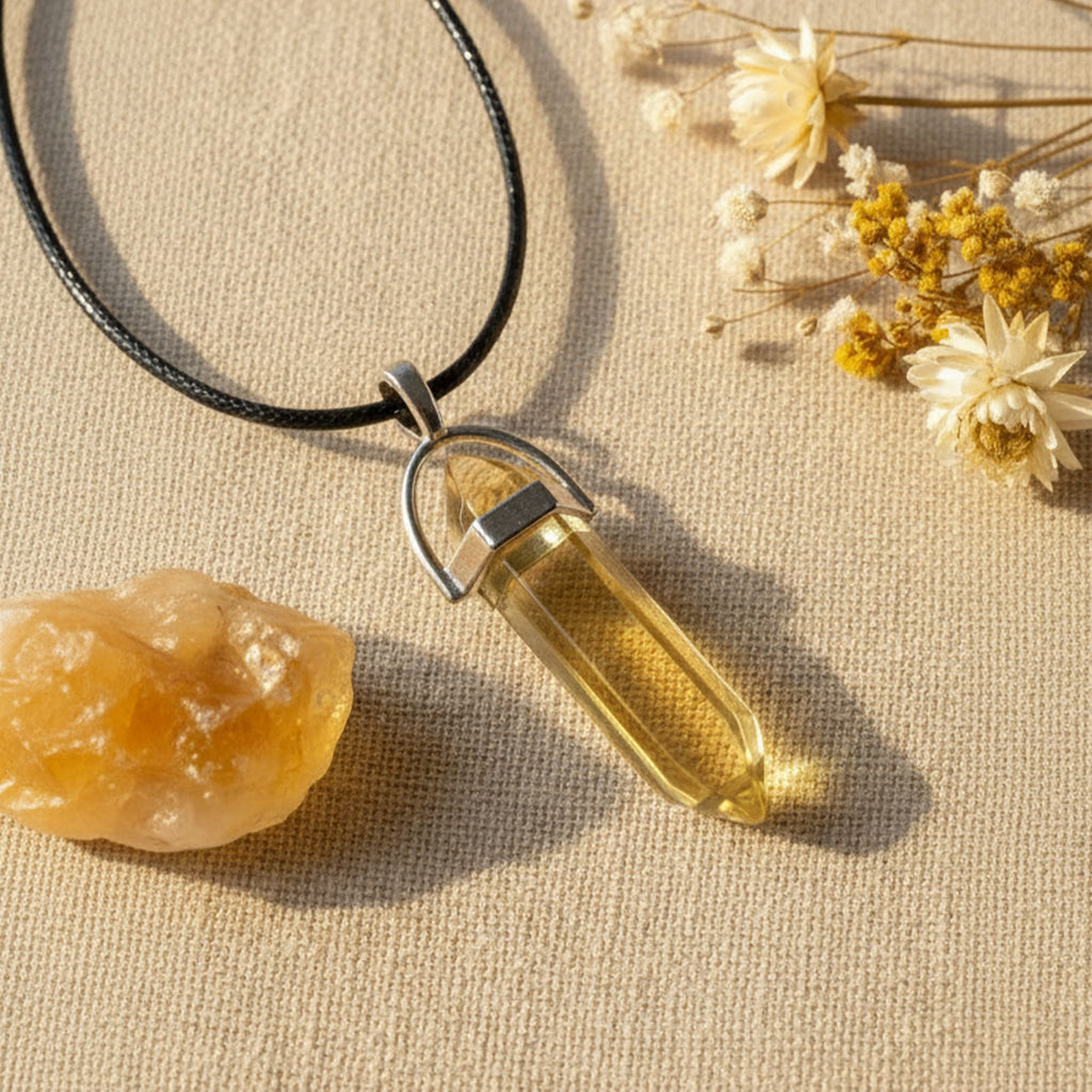 Colar Cristal Citrino Dourado