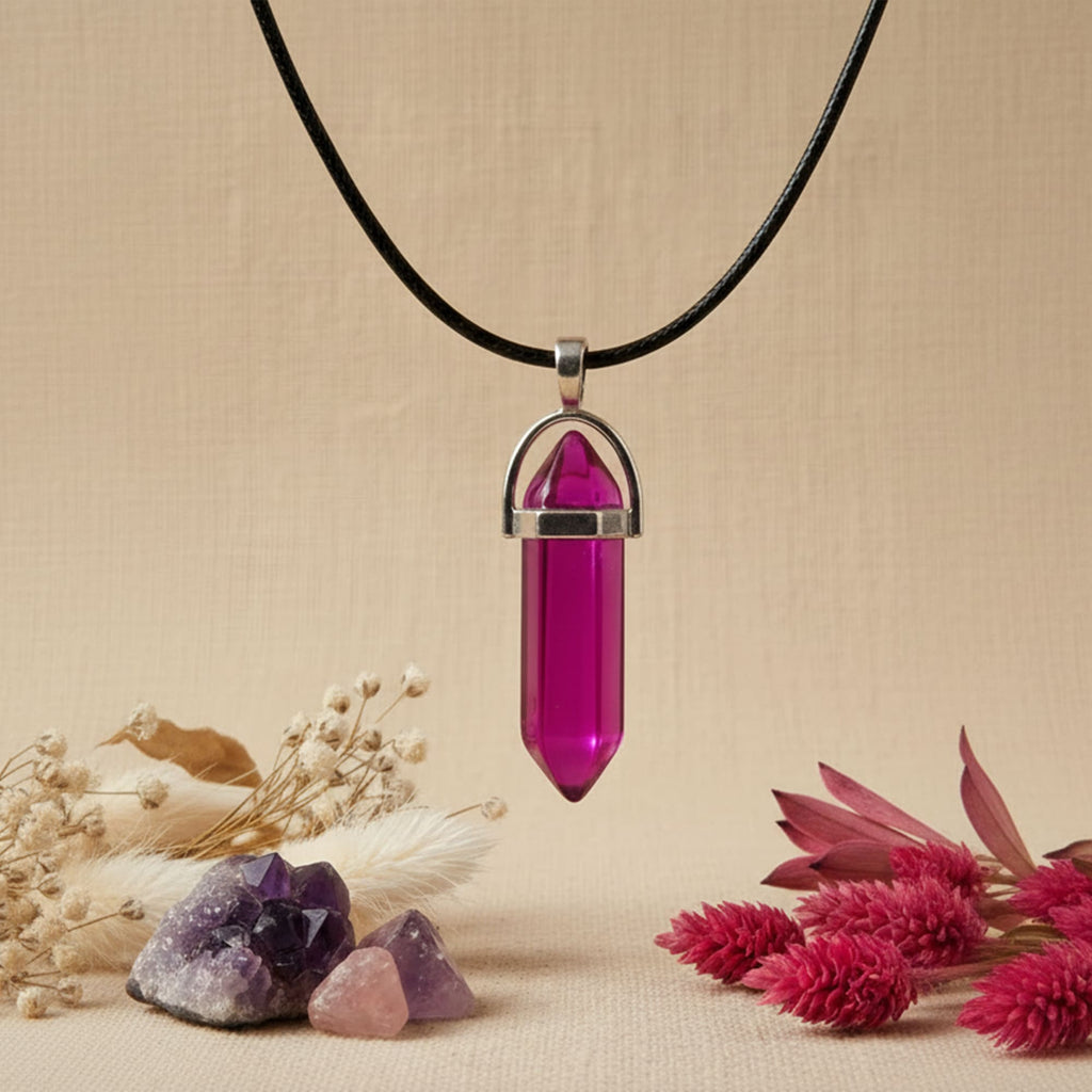 Colar Cristal Fúcsia Magenta