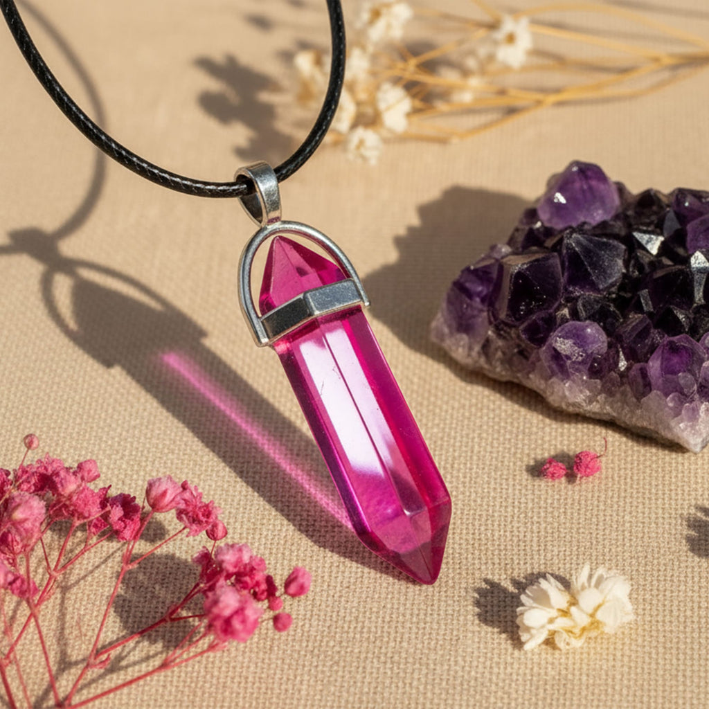 Colar Cristal Fúcsia Magenta