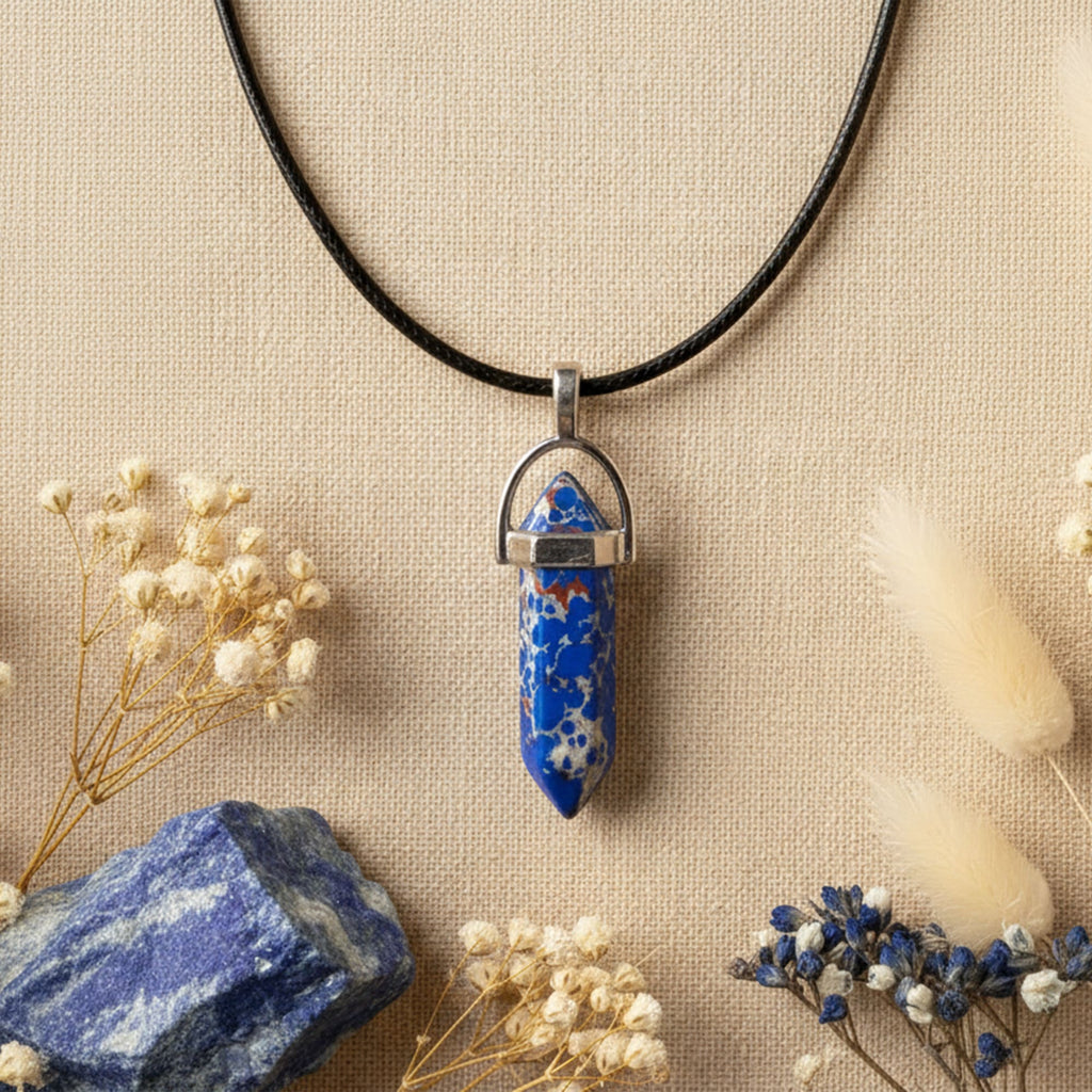 Colar Cristal Jaspe Imperial Azul