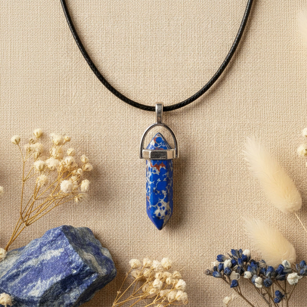 Colar Cristal Jaspe Imperial Azul
