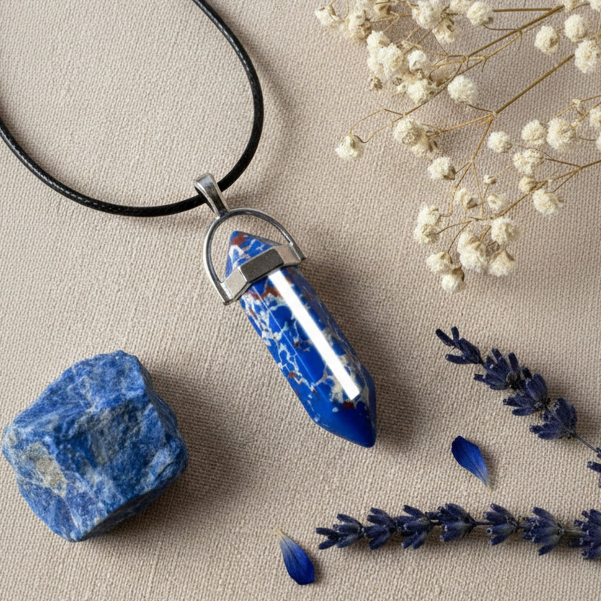 Colar Cristal Jaspe Imperial Azul