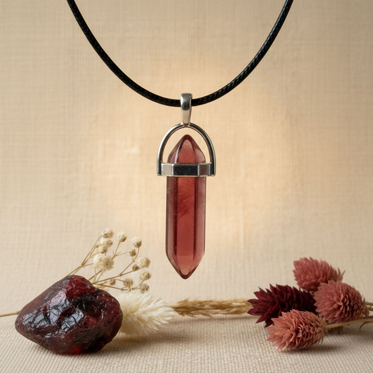 Colar Cristal Quartzo Cereja