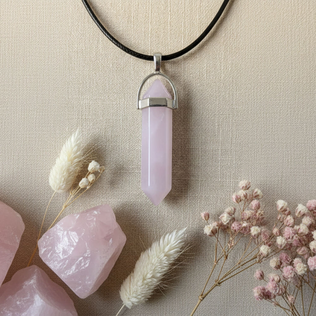 Colar Cristal Quartzo Rosa Lilás