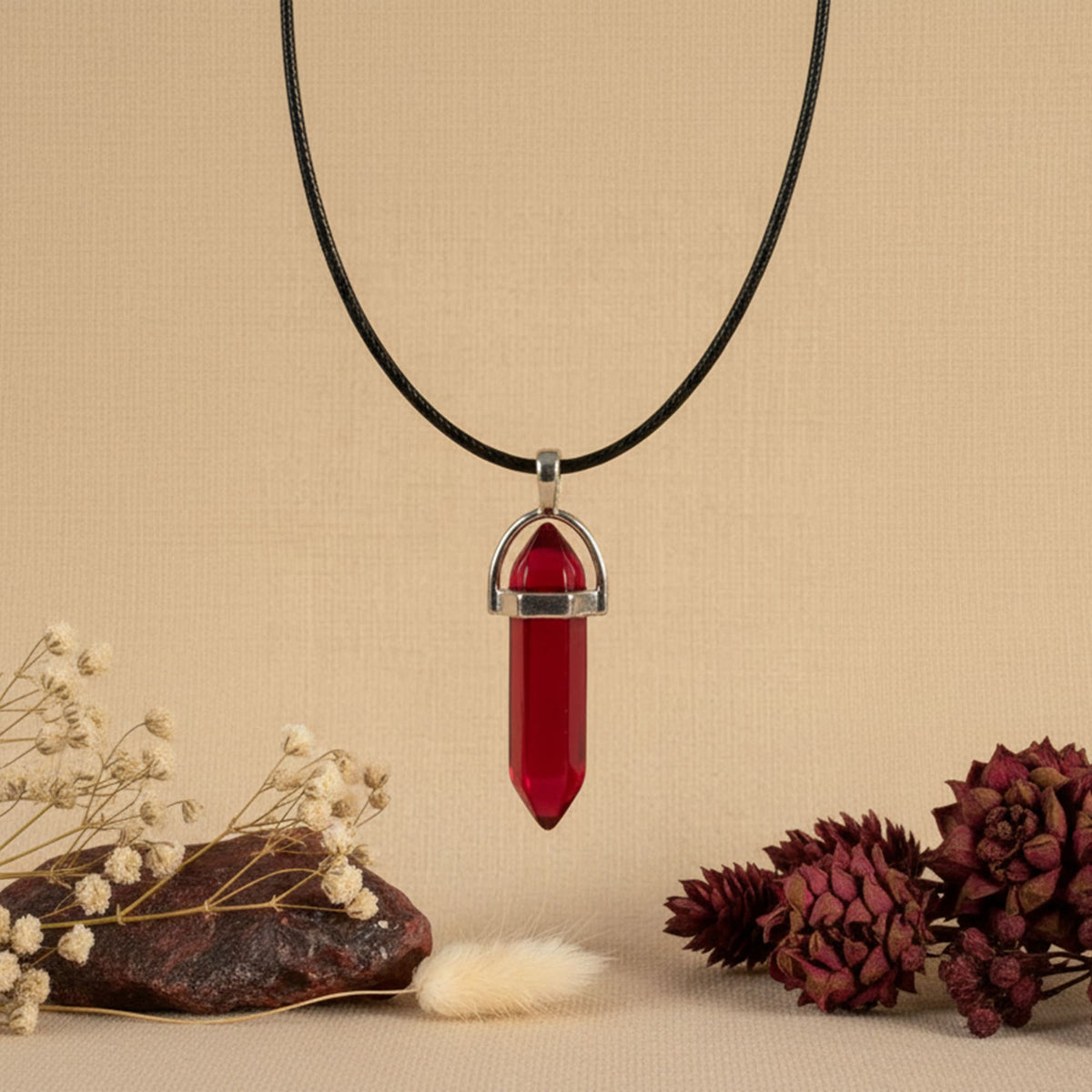 Colar Cristal Rubi Vermelho