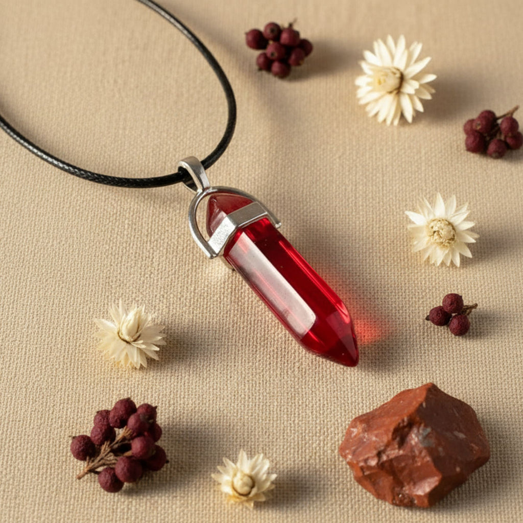 Colar Cristal Rubi Vermelho