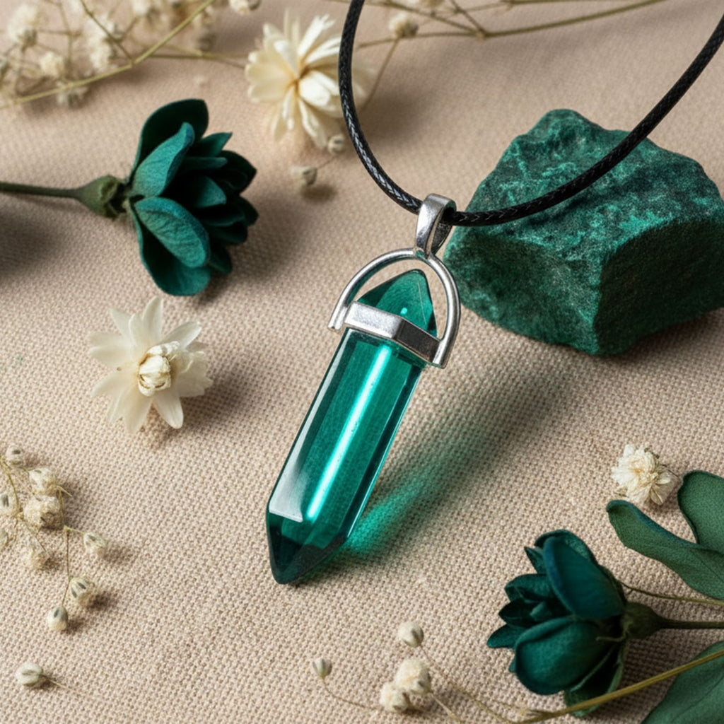 Colar Cristal Teal Verde