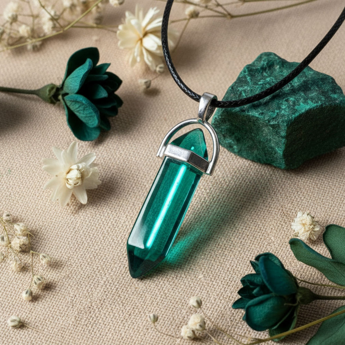 Colar Cristal Teal Verde