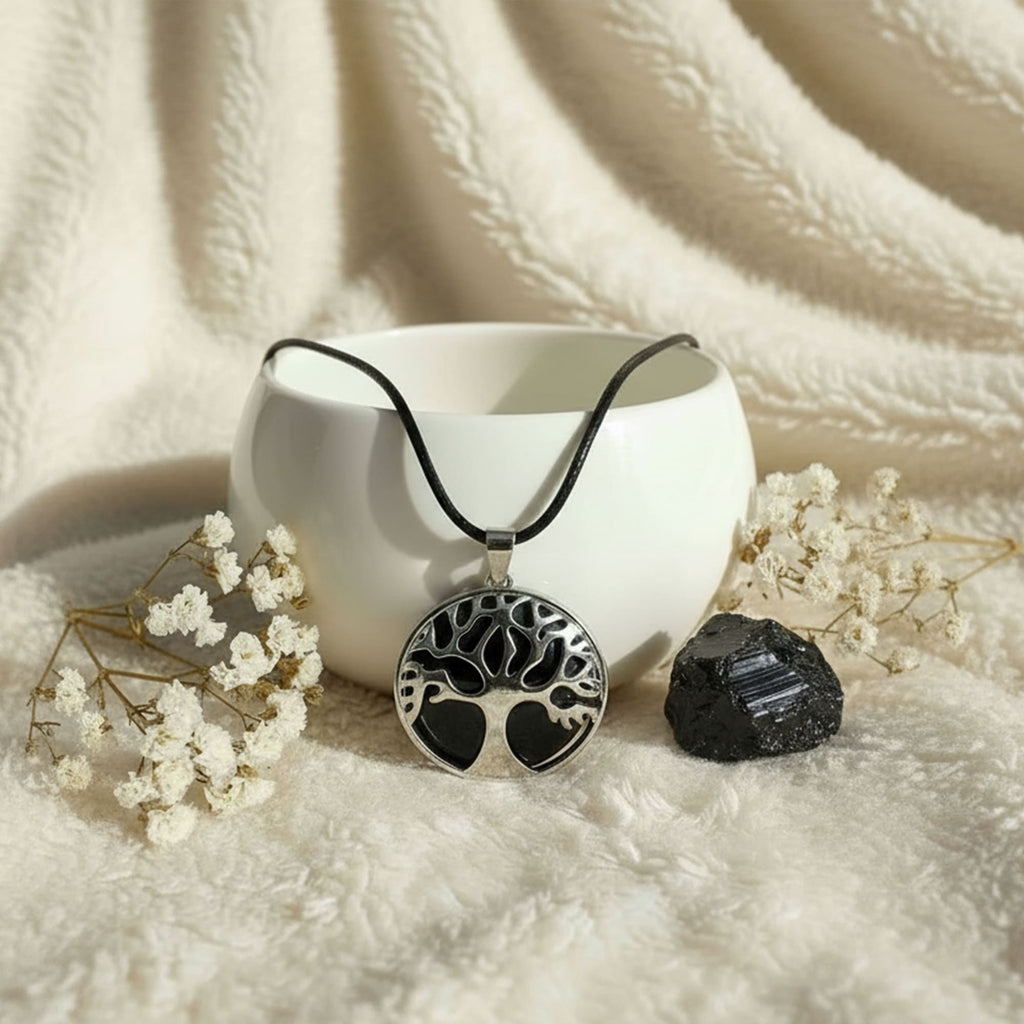 Colar Árvore Obsidiana Negra