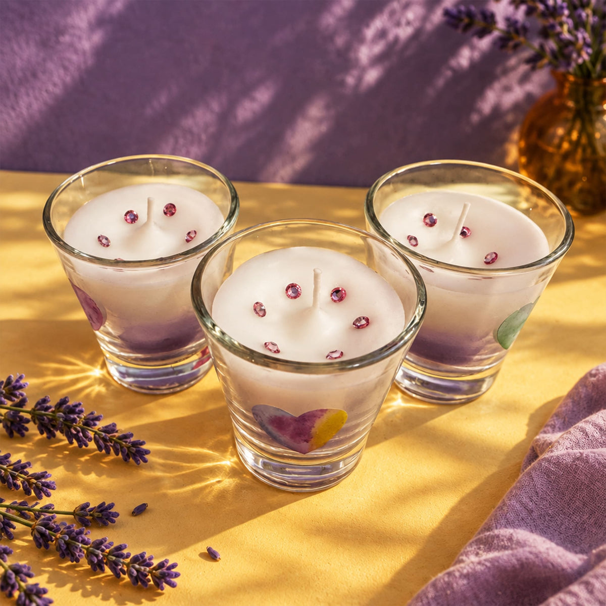 Conjunto Copos Vela Lavanda