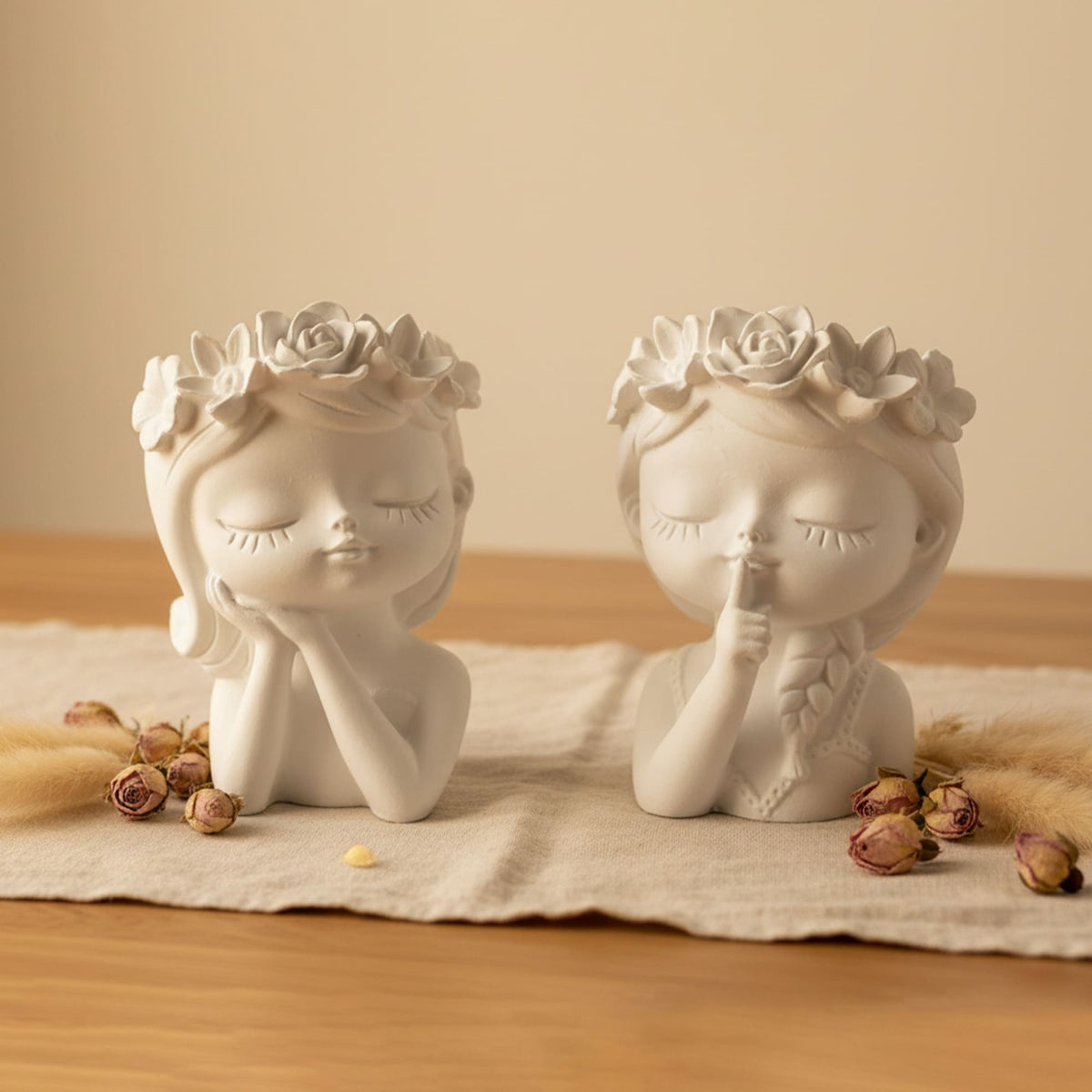 Conjunto Meninas Florais em Gesso