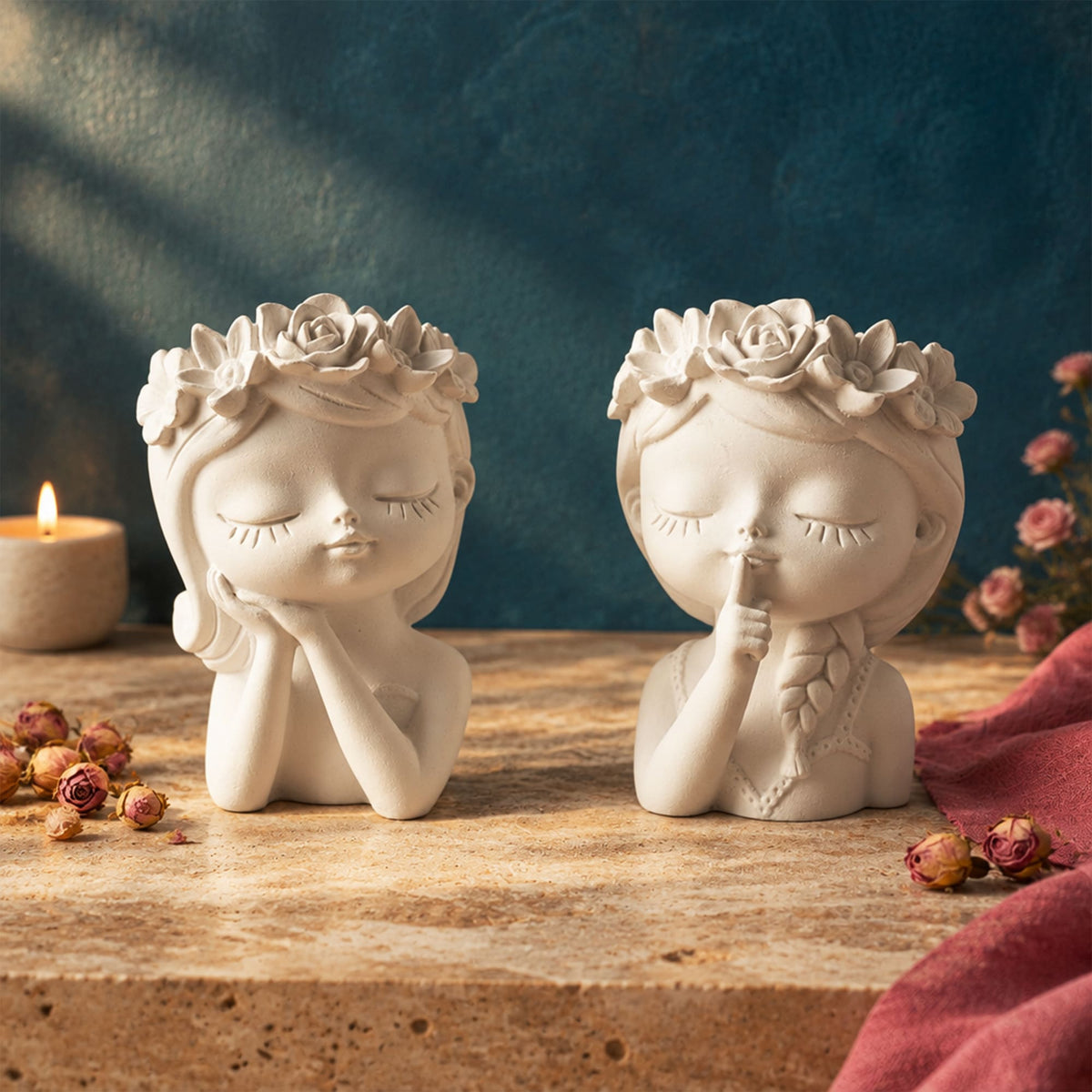 Conjunto Meninas Florais em Gesso
