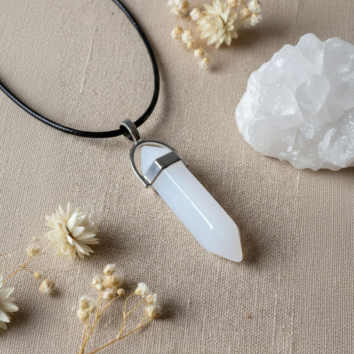 Colar Cristal Opalite Opaco