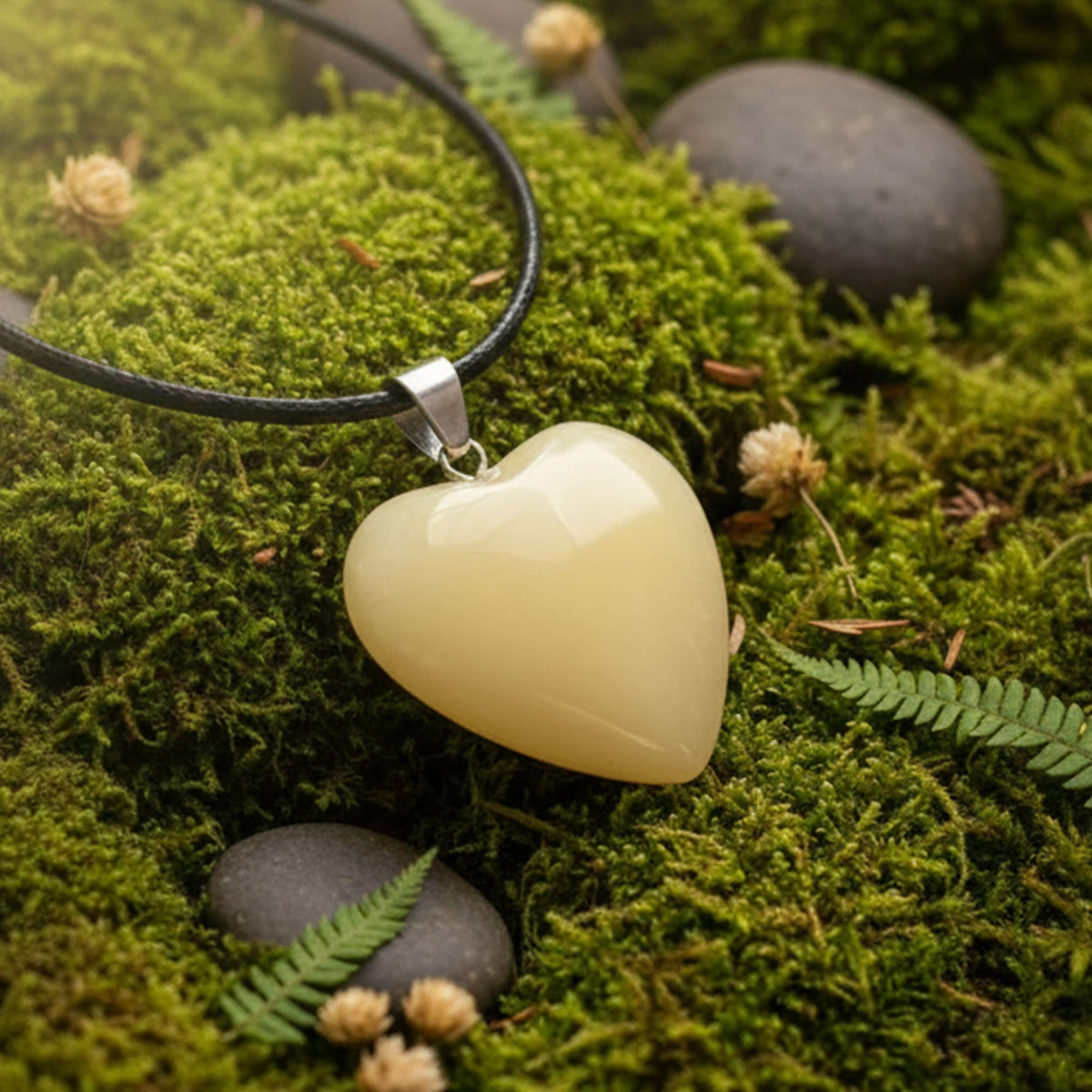 Pingente Coração Calcite Amarelo