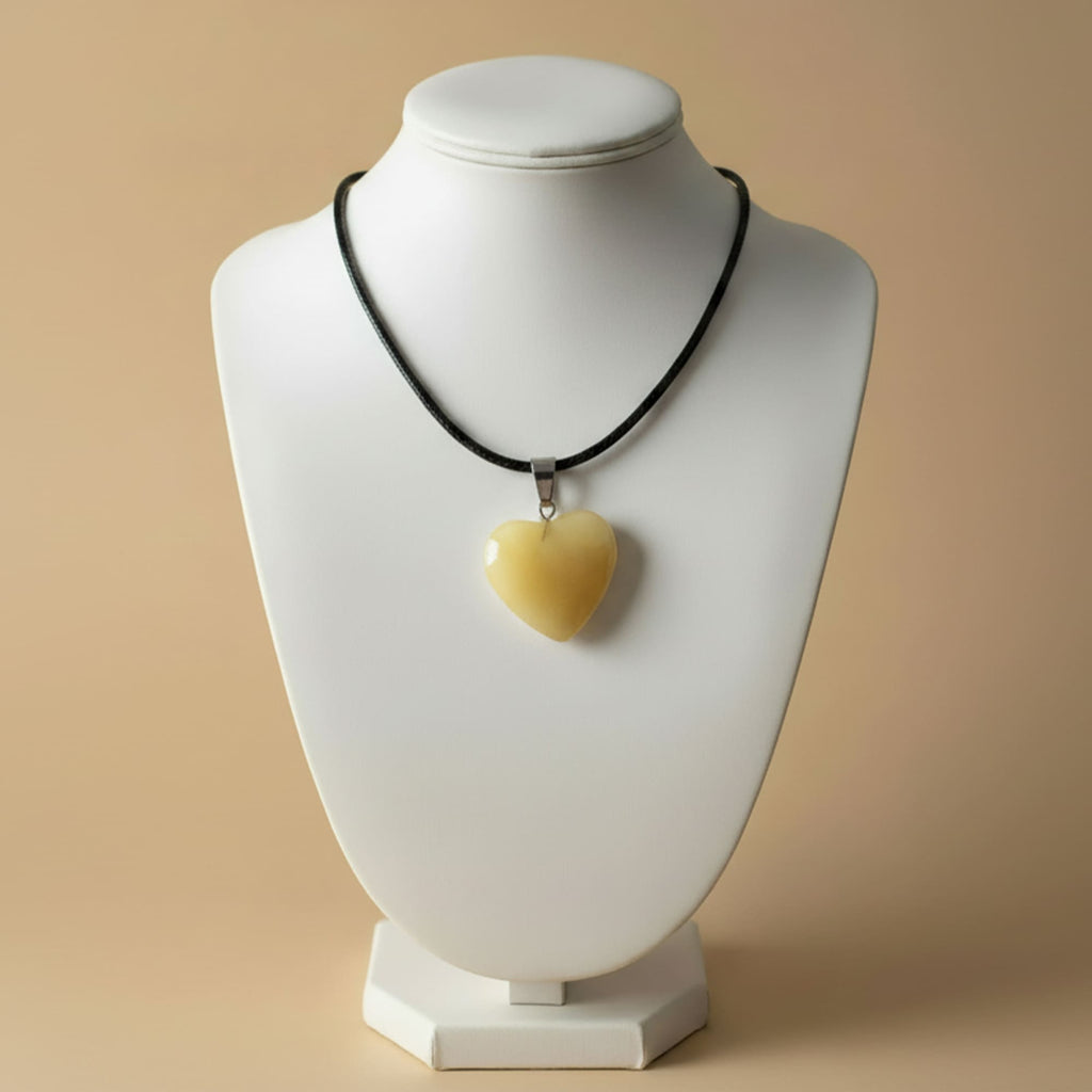 Pingente Coração Calcite Amarelo