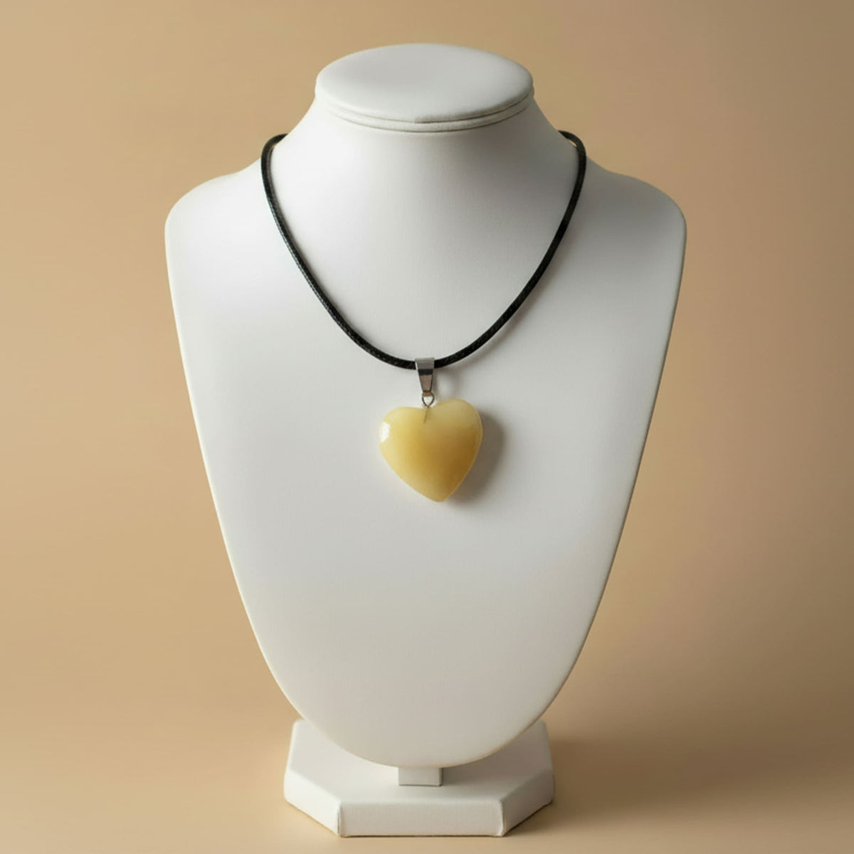 Pingente Coração Calcite Amarelo