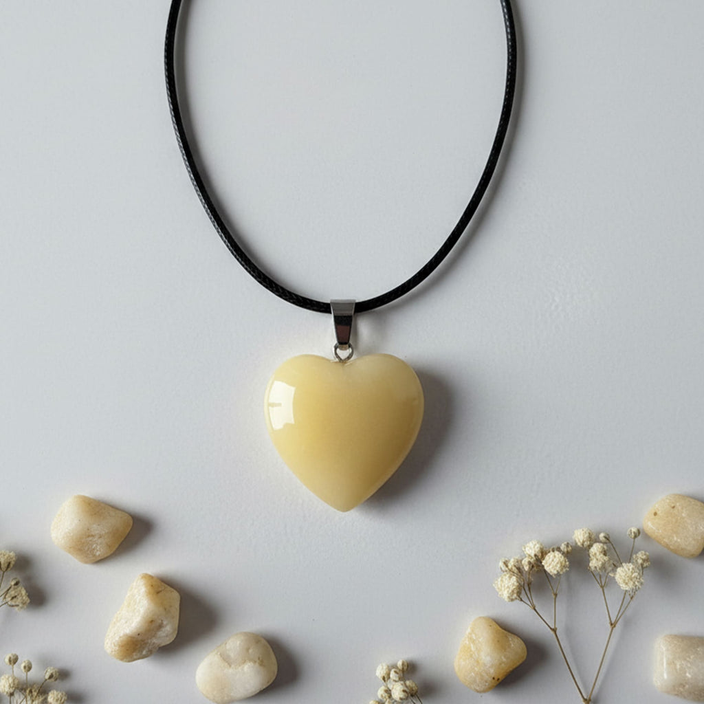 Pingente Coração Calcite Amarelo