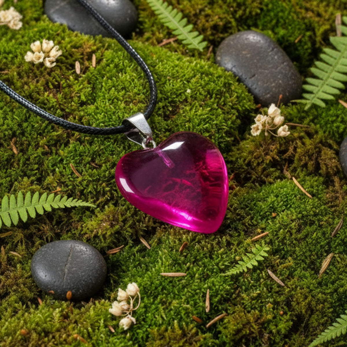 Pingente Coração Fúcsia Magenta