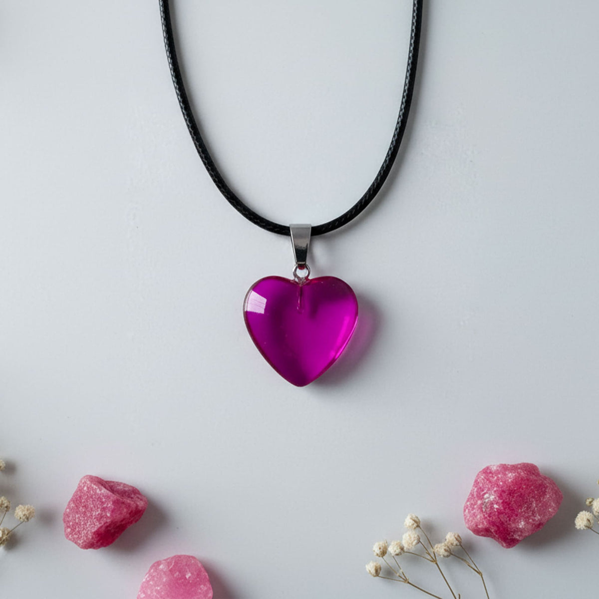 Pingente Coração Fúcsia Magenta