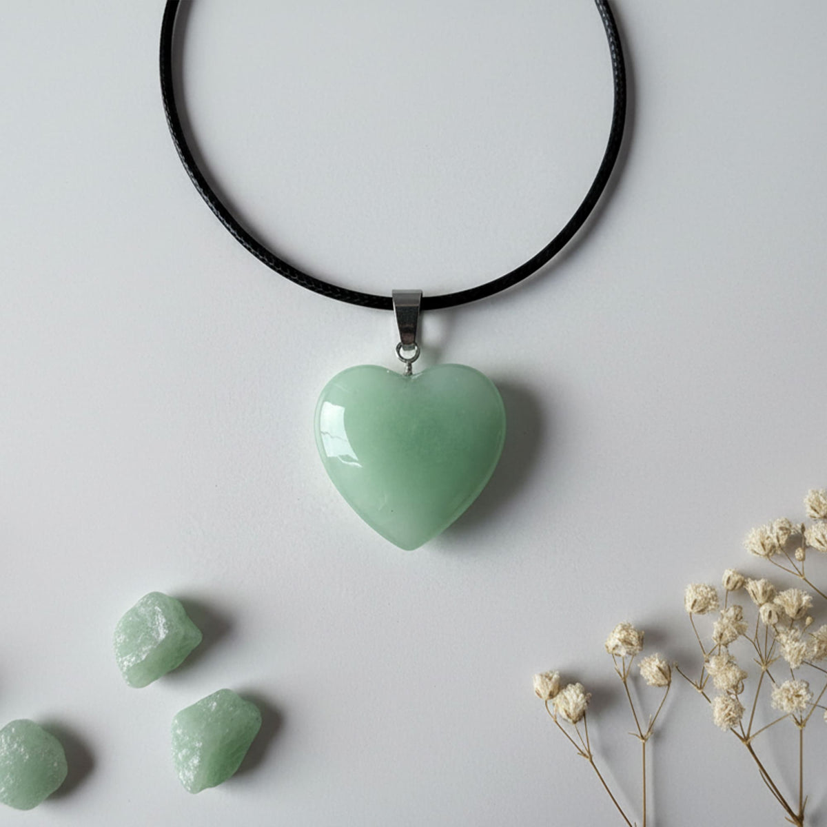 Pingente Coração Jade Verde Mint