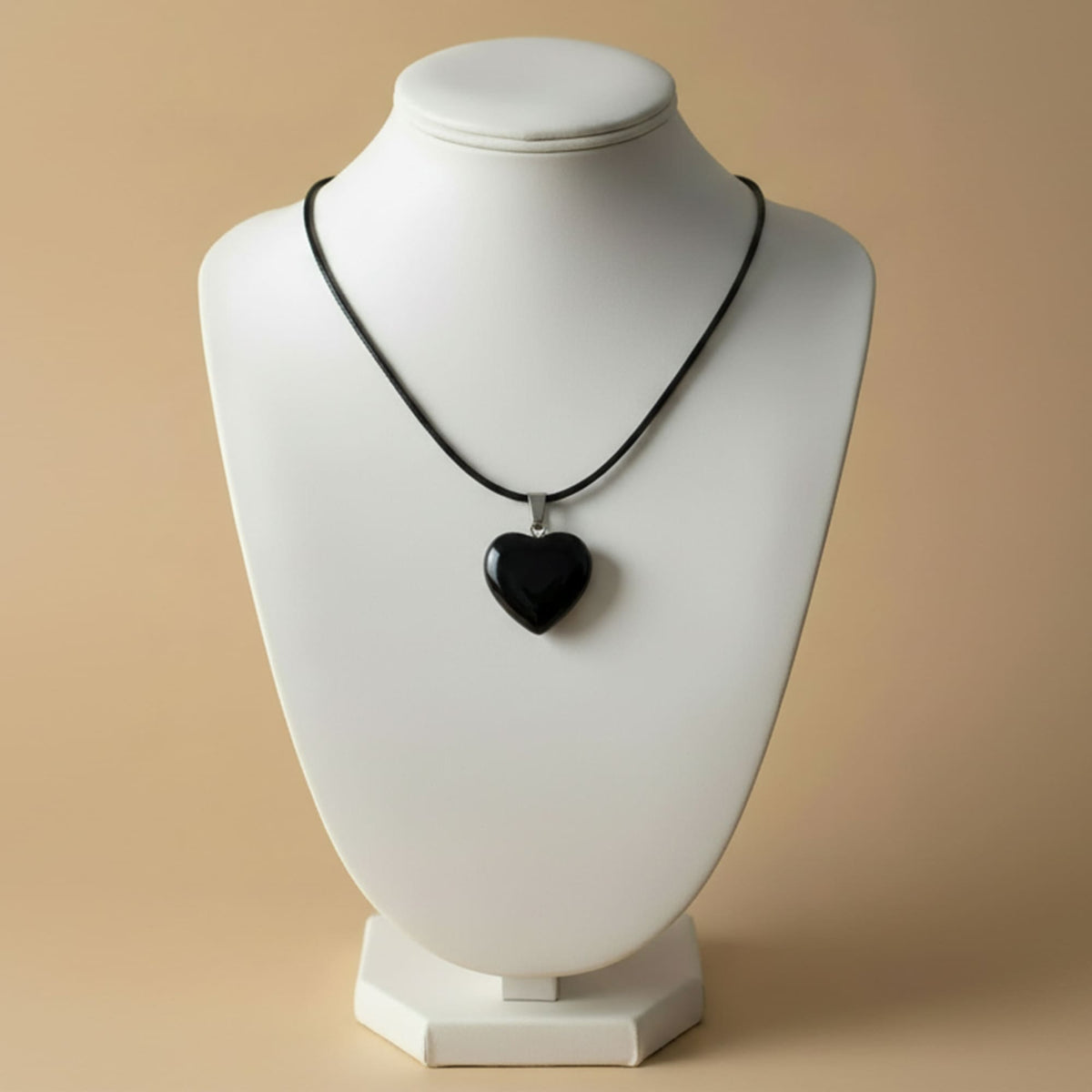 Pingente Coração Obsidiana Negra
