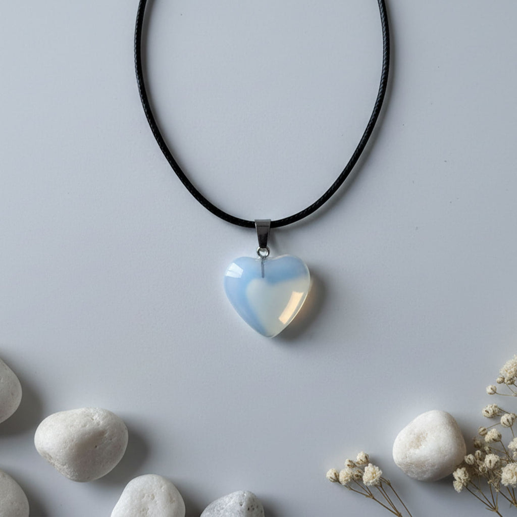 Pingente Coração Opalite Branco