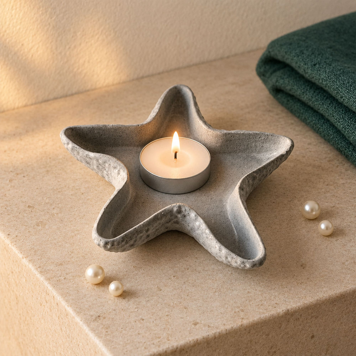 Porta-velas Estrela-do-mar em Cimento