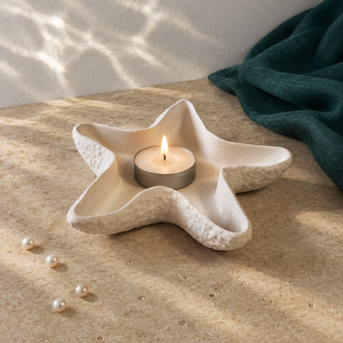 Porta-velas Estrela-do-mar em Gesso