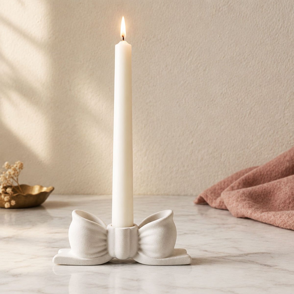 Porta-Velas Laço em Gesso