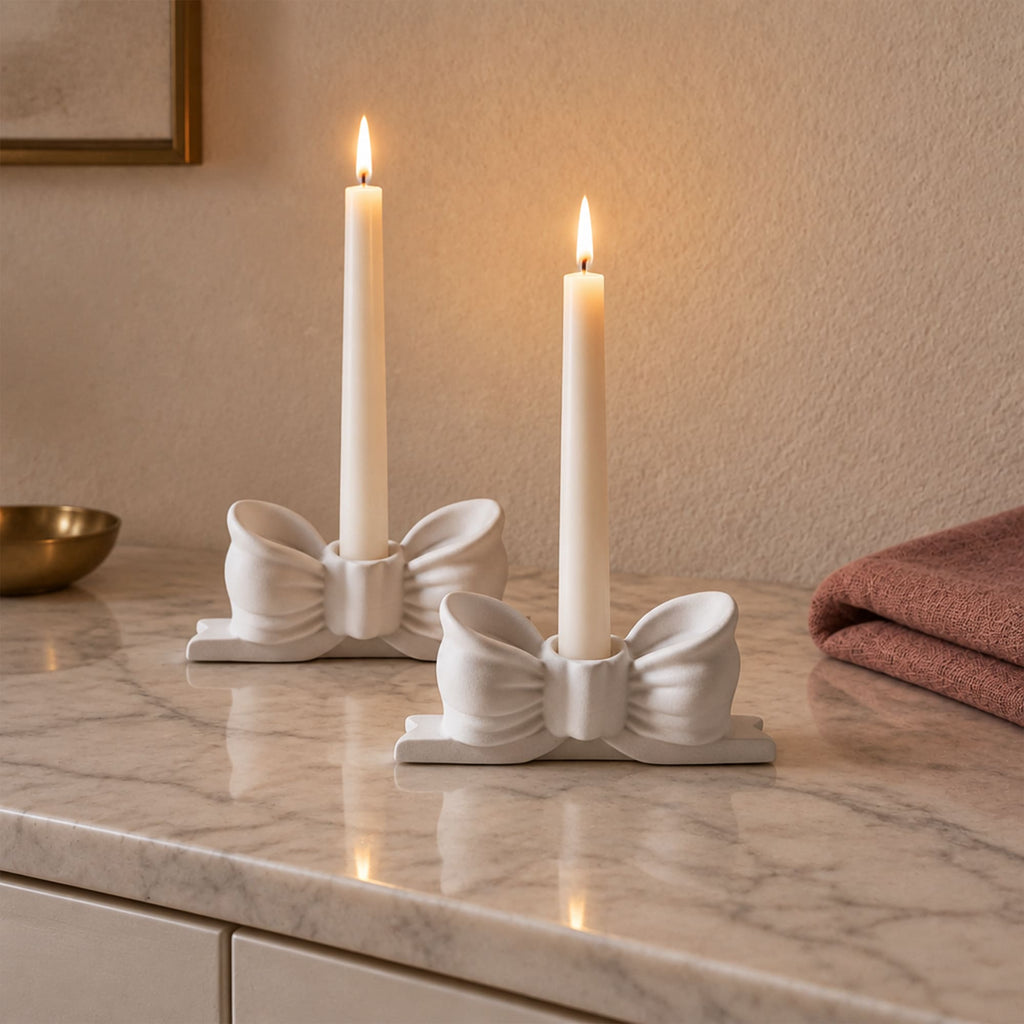 Porta-Velas Laço em Gesso