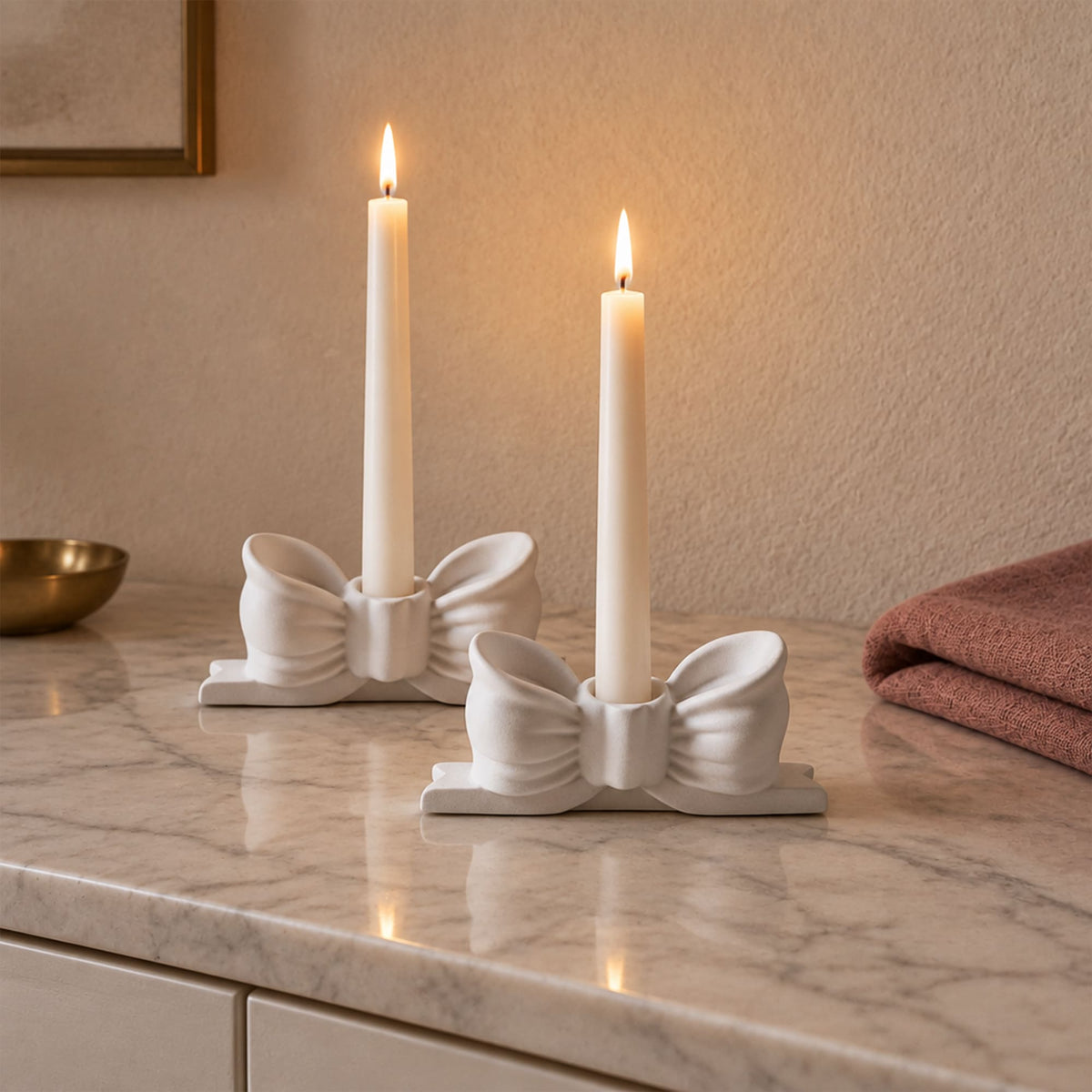 Porta-Velas Laço em Gesso