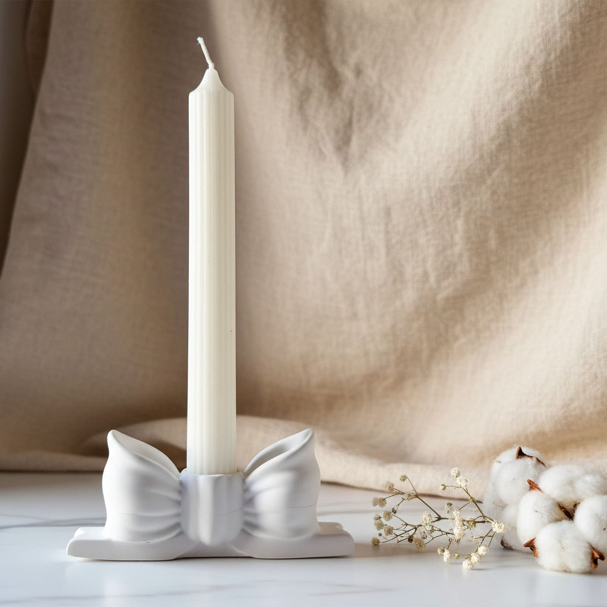 Porta-Velas Laço em Gesso