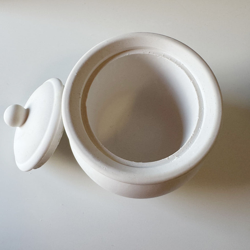 Pote Redondo Decorativo com Tampa em Gesso