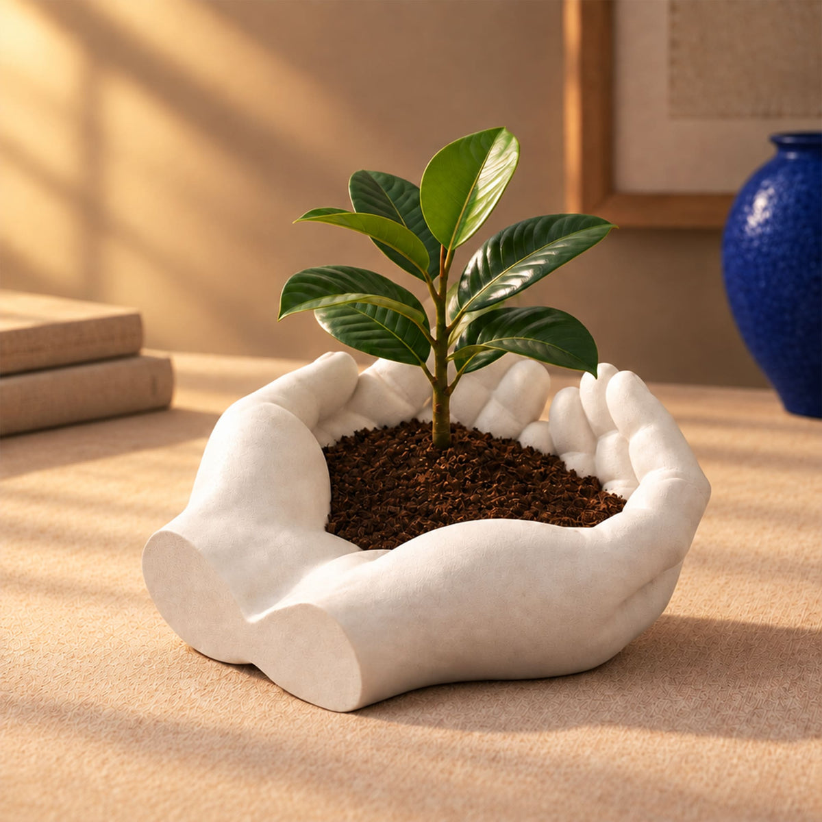 Vaso Decorativo Mãos em Gesso