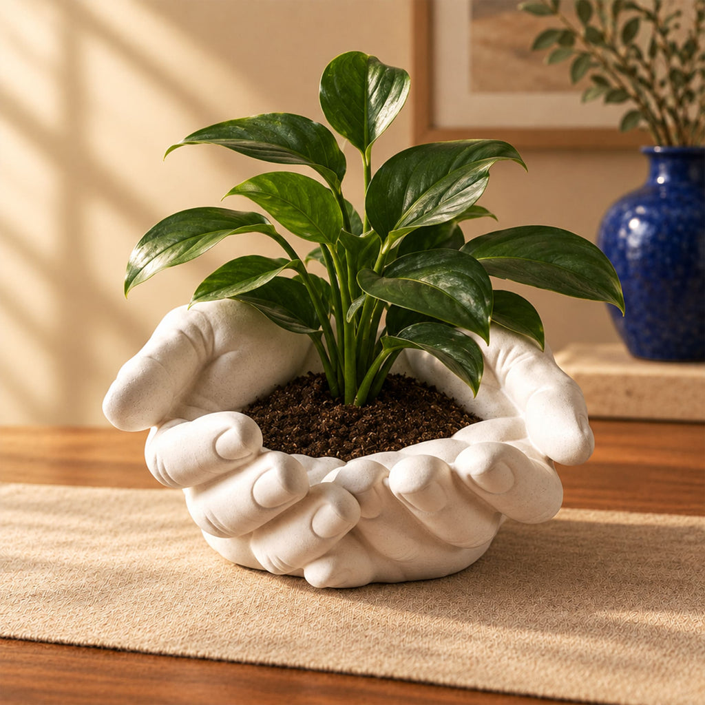 Vaso Decorativo Mãos em Gesso