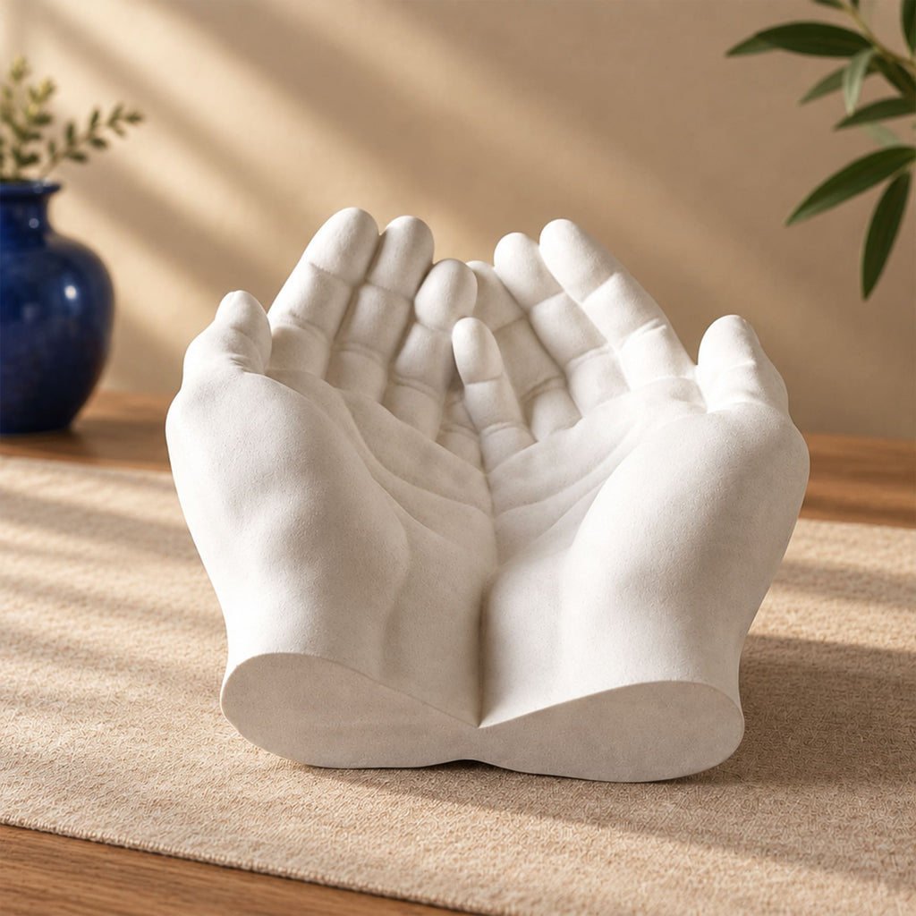 Vaso Decorativo Mãos em Gesso