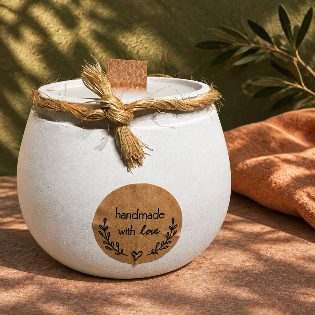 Vela em Pote de Gesso Artesanal